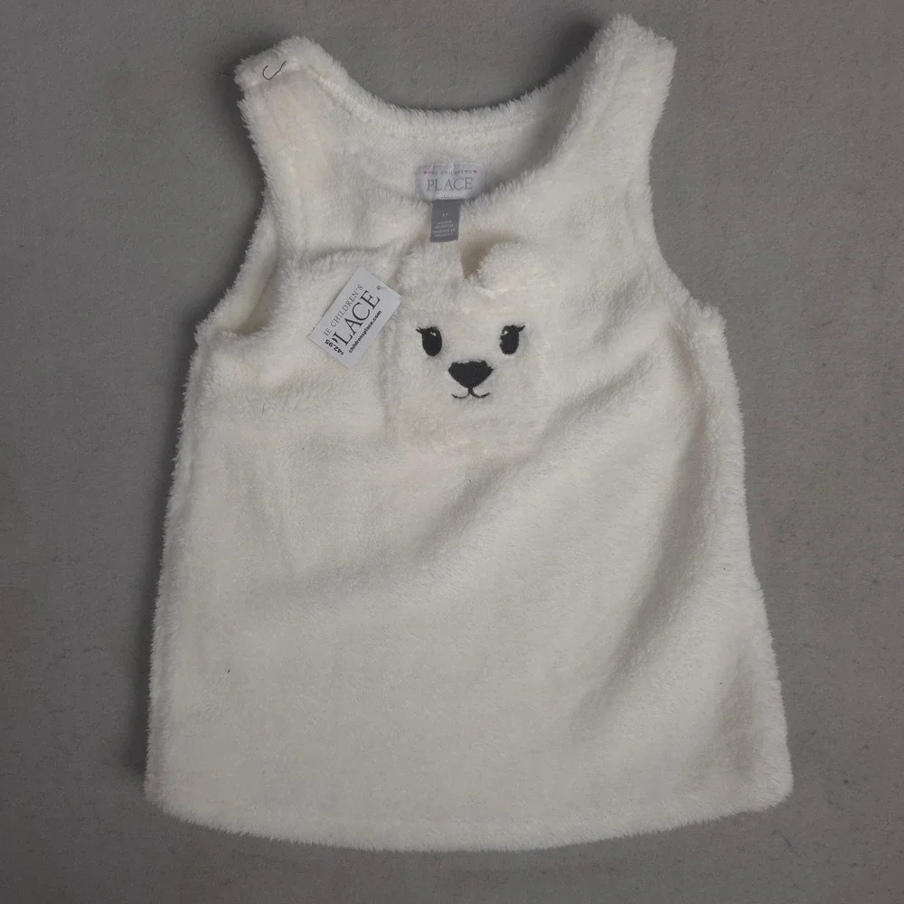 The Children's Place Girls Sleeveless Polar Bear Faux Fur Dress Size 3T NWT‎